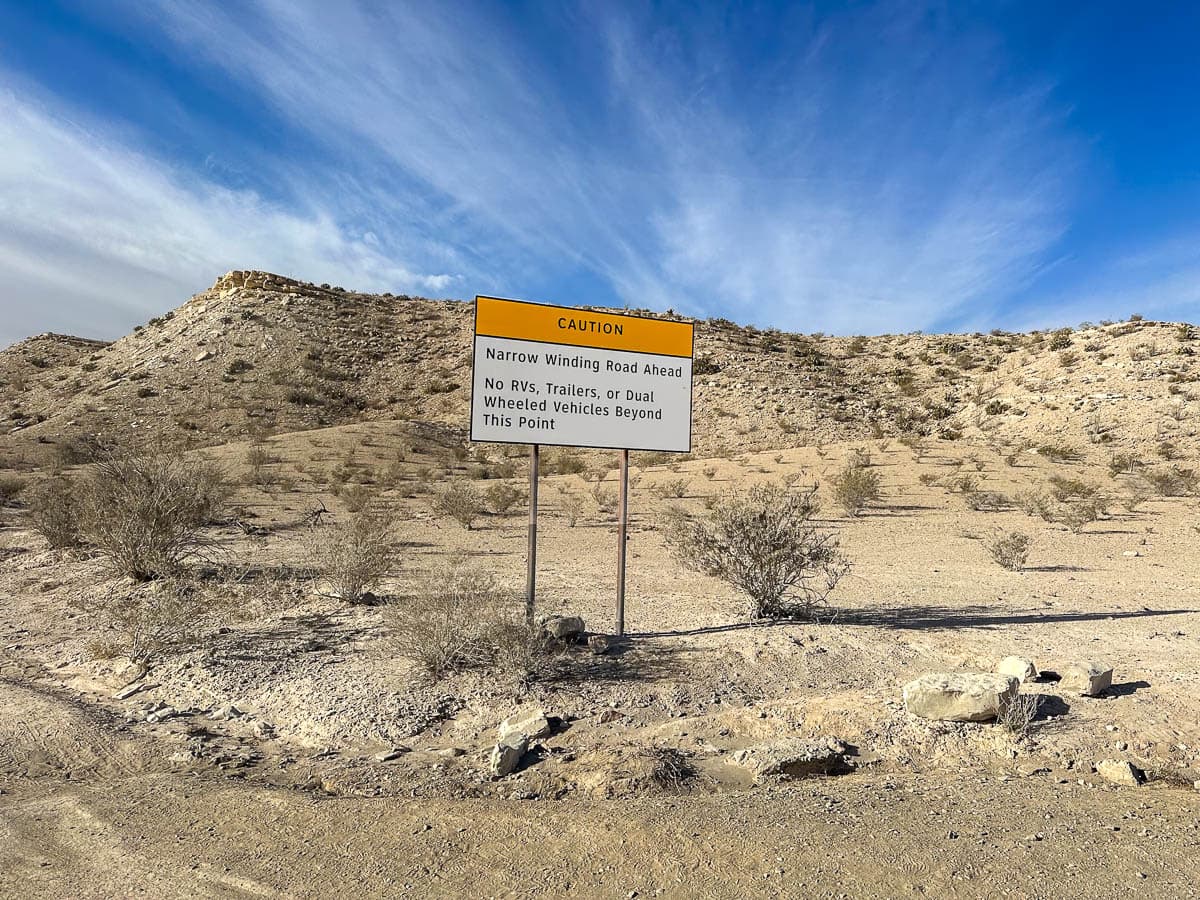 Sign for Hot Springs Road in Big Bend National Park in Texas