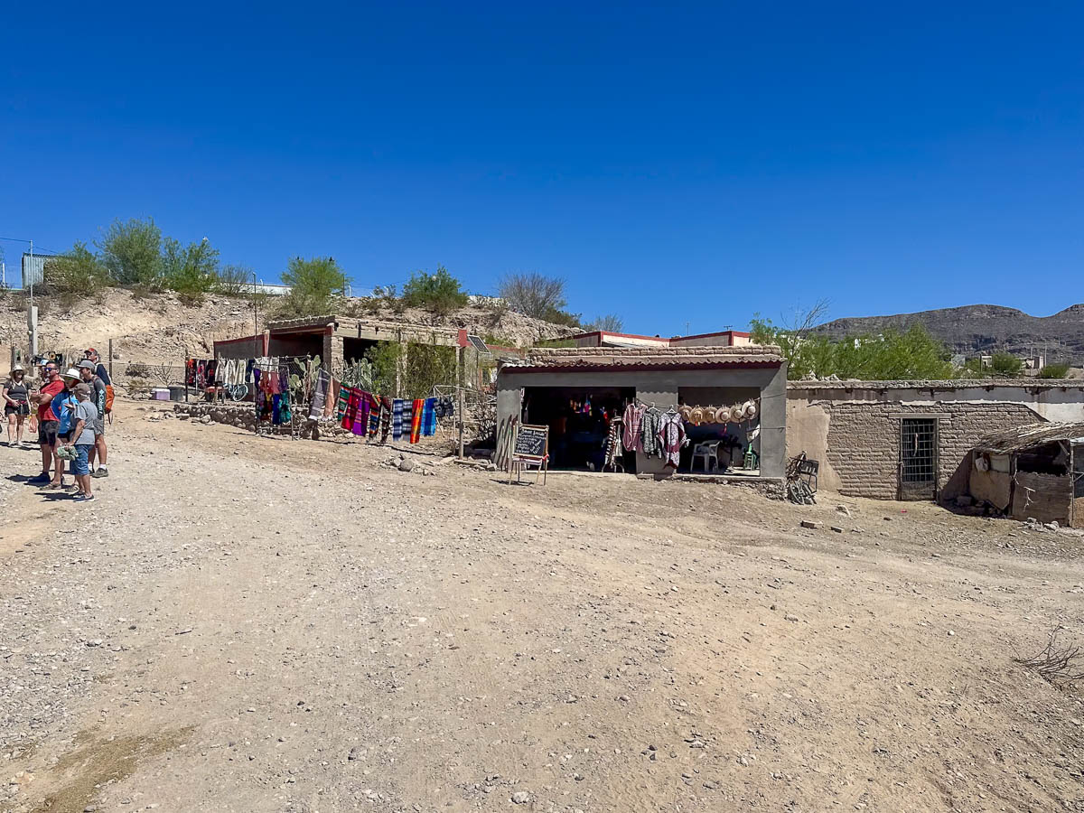 Stores lining a street in Boquillas del Carmen, Mexico