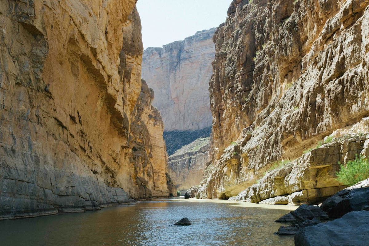 Walls of Santa Elena Canyon along the Rio Grande in Big Bend National Park in Texas