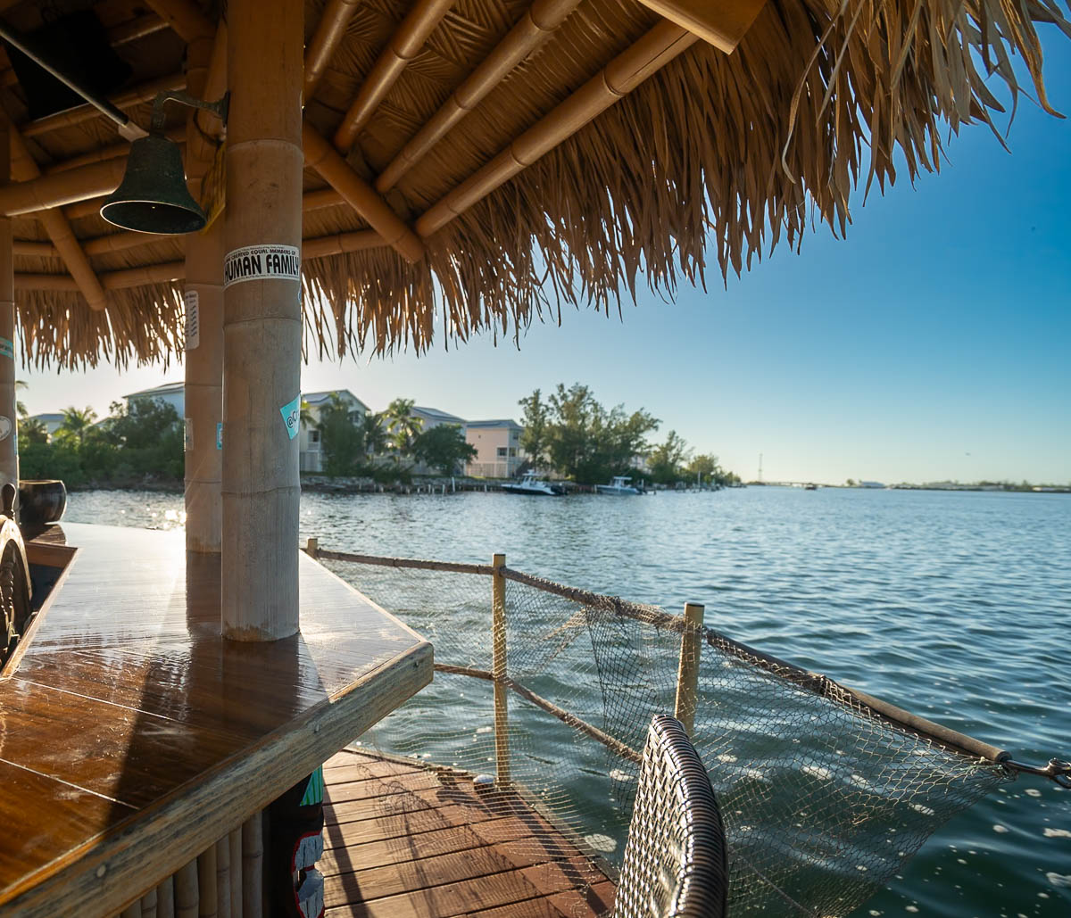 View of the water from a tiki boat in Key West, Florida