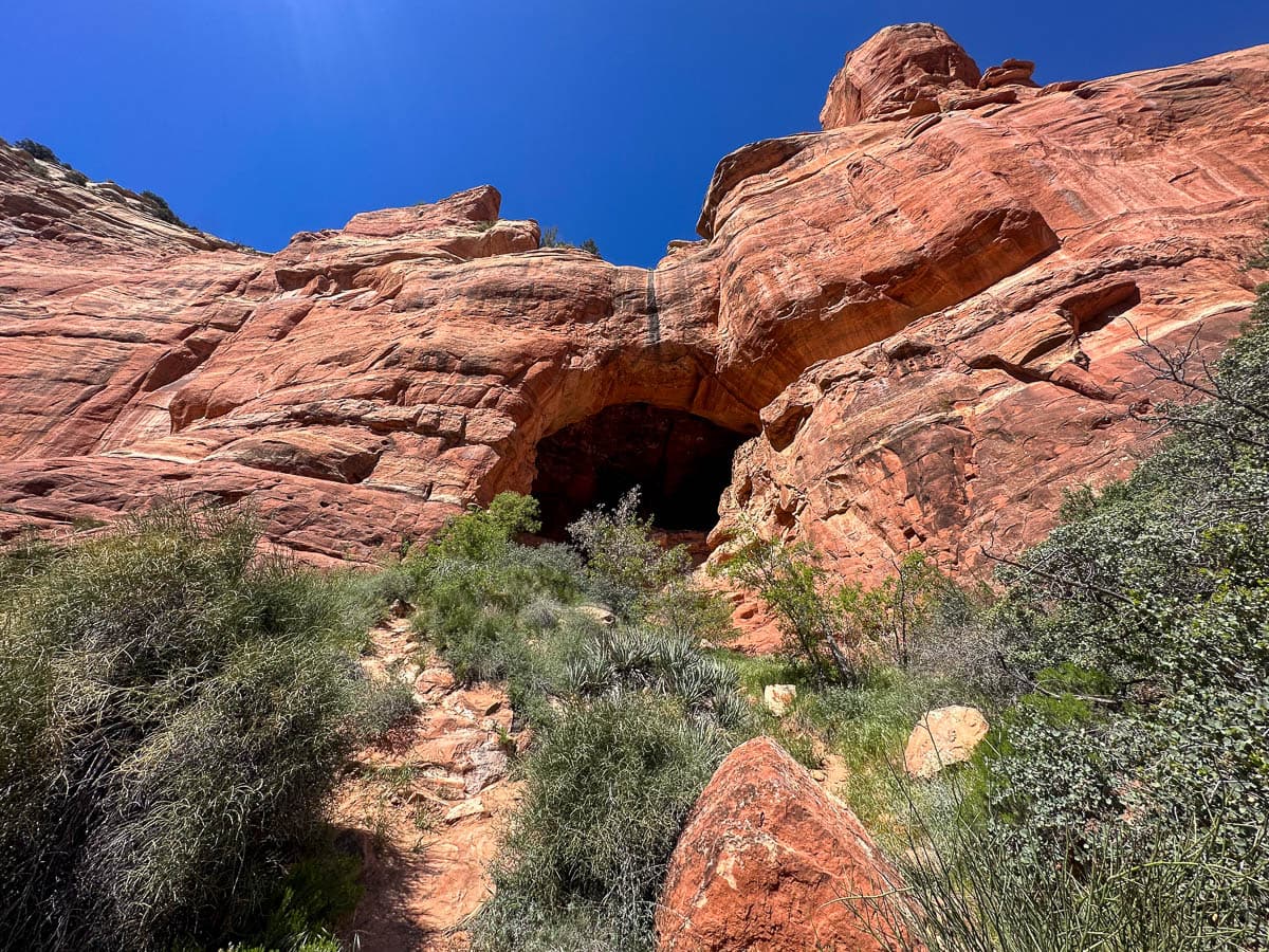 Steep path leading up to the Keyhole Cave in Sedona, Arizona