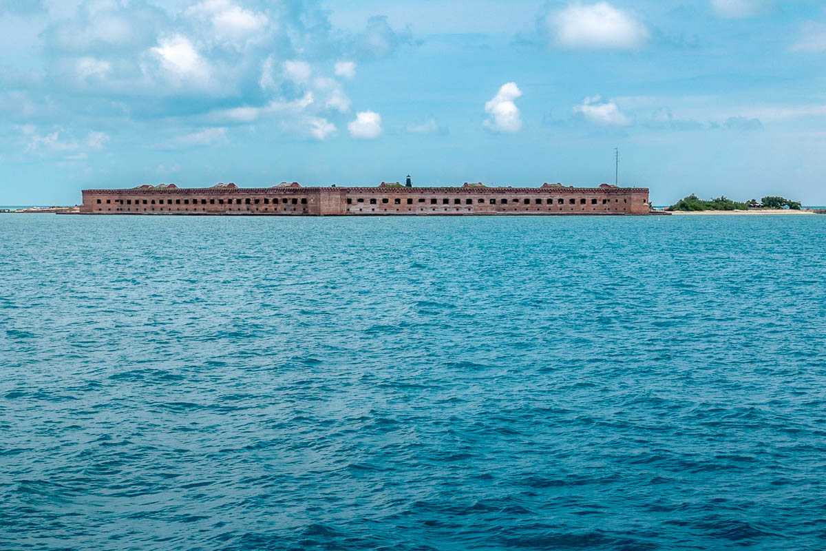 Fort Jefferson on Garden Key from the water in Dry Tortugas National Park in the Florida Keys, Florida