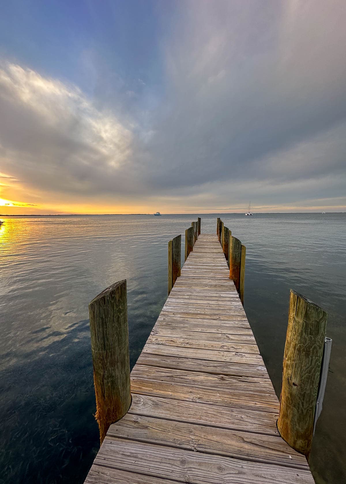 Wooden dock by the Caribbean Club in Key Largo in the Florida Keys, Florida