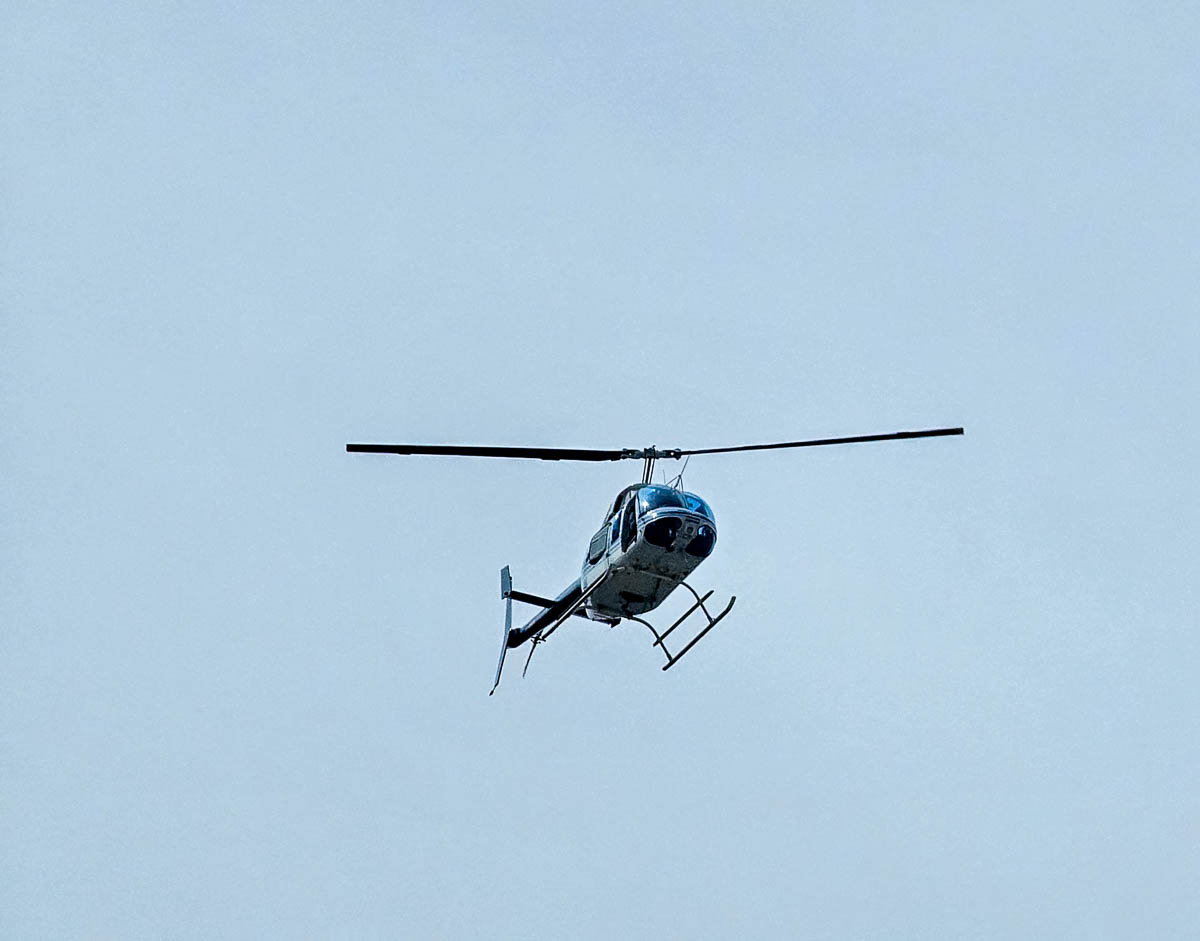 Helicopter in flight