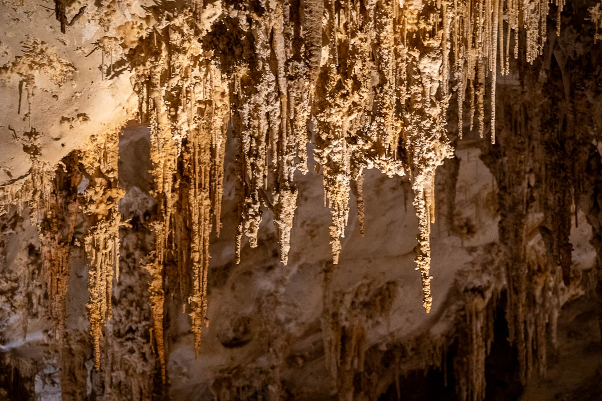 Stalactites in a cave