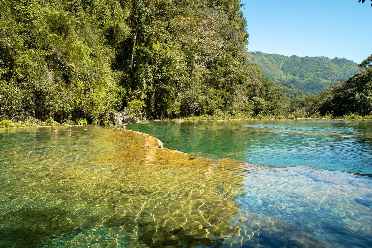 Pools surrounded by jungle at Semuc Champey in Guatemala