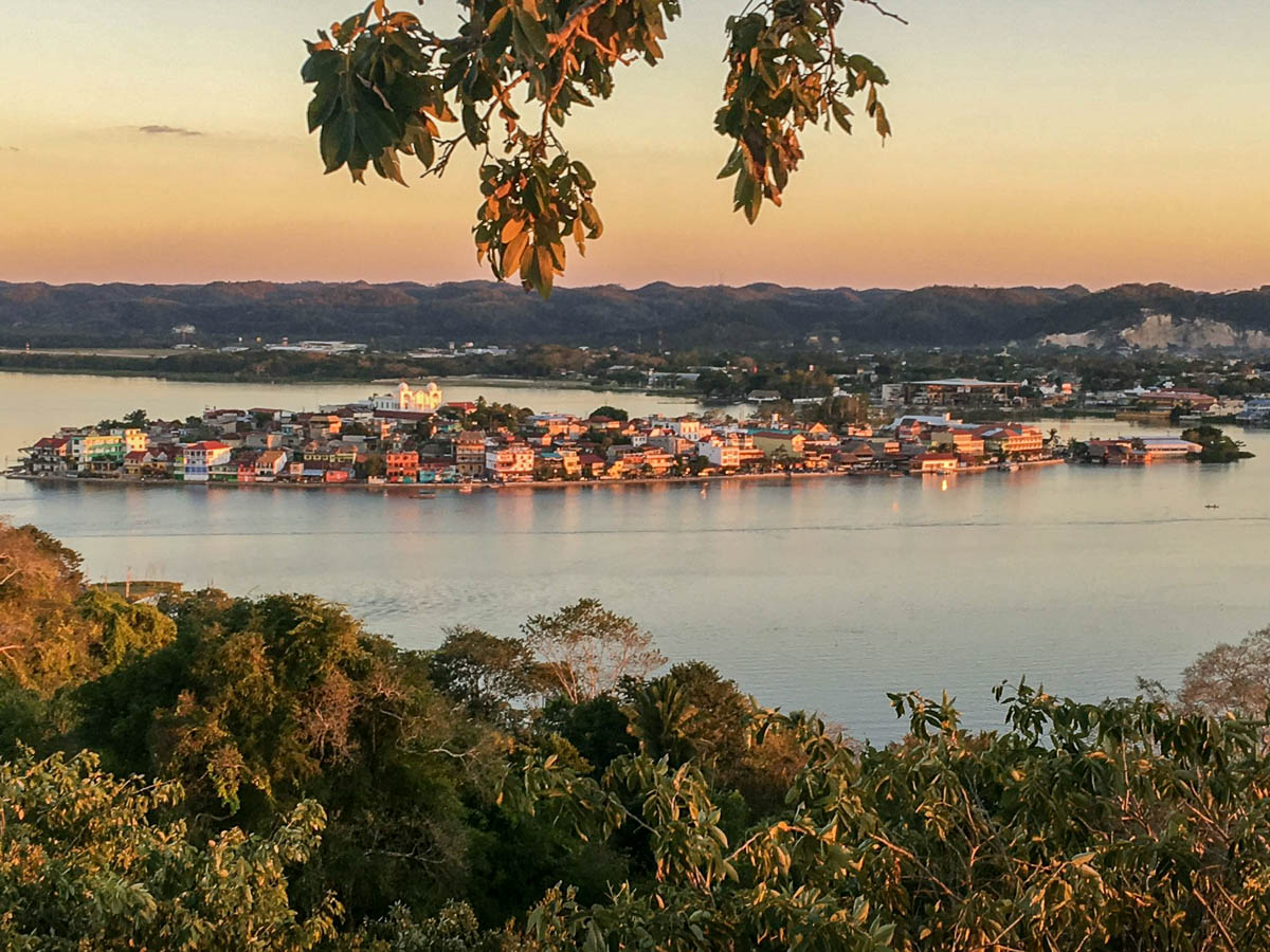 View of Flores, Guatemala from El Mirador del Rey Canek