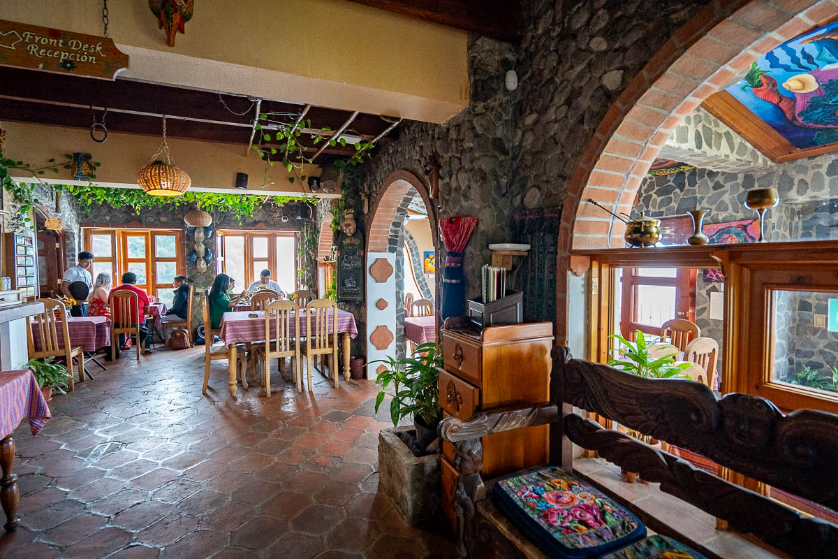 Reception and dining room for Casa del Mundo in Lake Atitlan, Guatemala