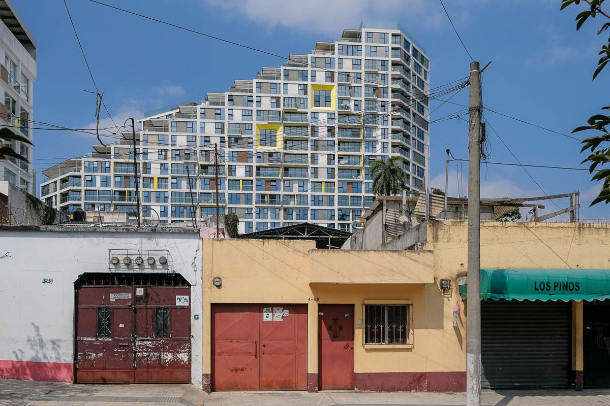 Buildings with a skyscraper in the background in Guatemala City, Guatemala