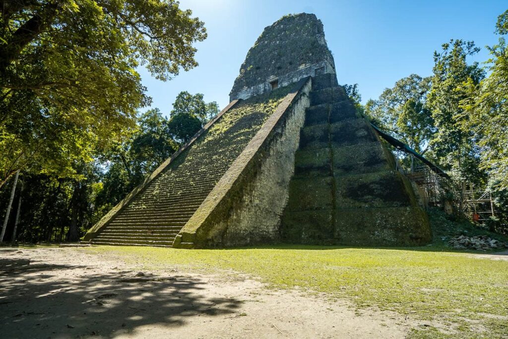 Temple V tucked away in the jungle in Tikal National Park in Guatemala