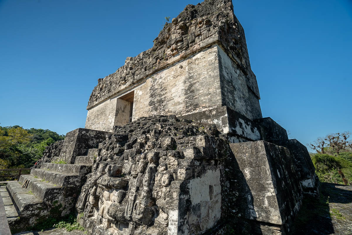 Stone temple near the Grand Plaza in Tikal in Guatemala