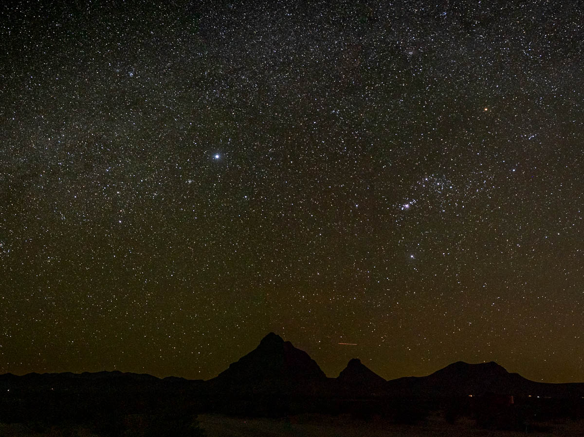 Mountains with the night sky above in Big Bend National Park in Texas