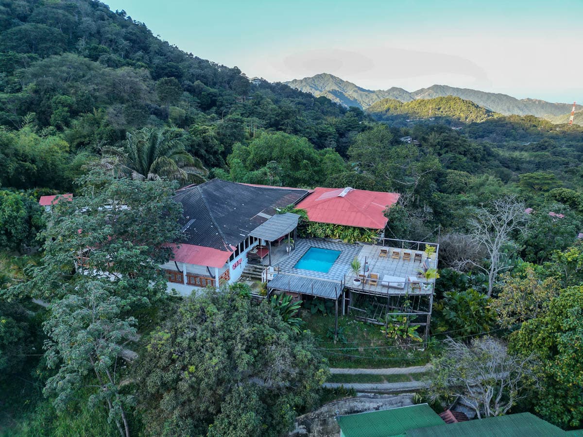 Aerial view of La Veranda Hotel in Minca, Colombia