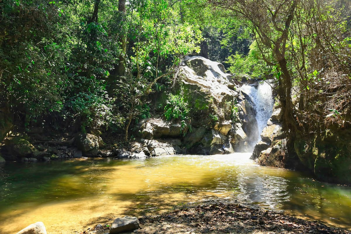 Pozo Azul waterfall in the jungle in Minca, Colombia