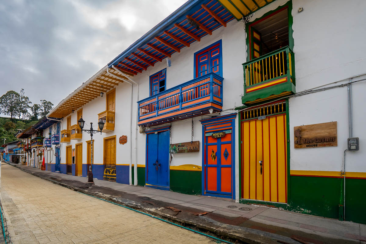 Colorful buildings along Calle Real in Salento, Colombia