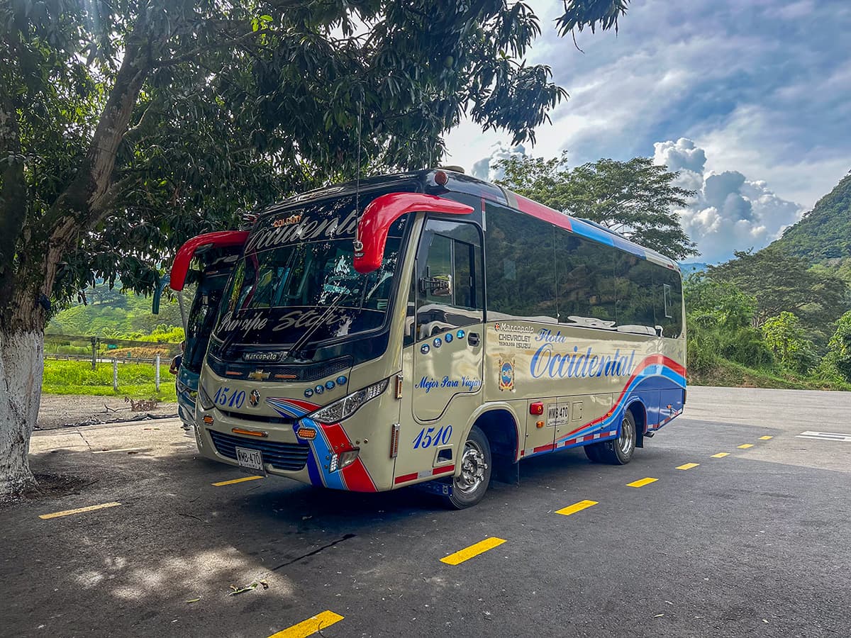 Flora Occidental bus parked at the Salento, Colombia bus stop