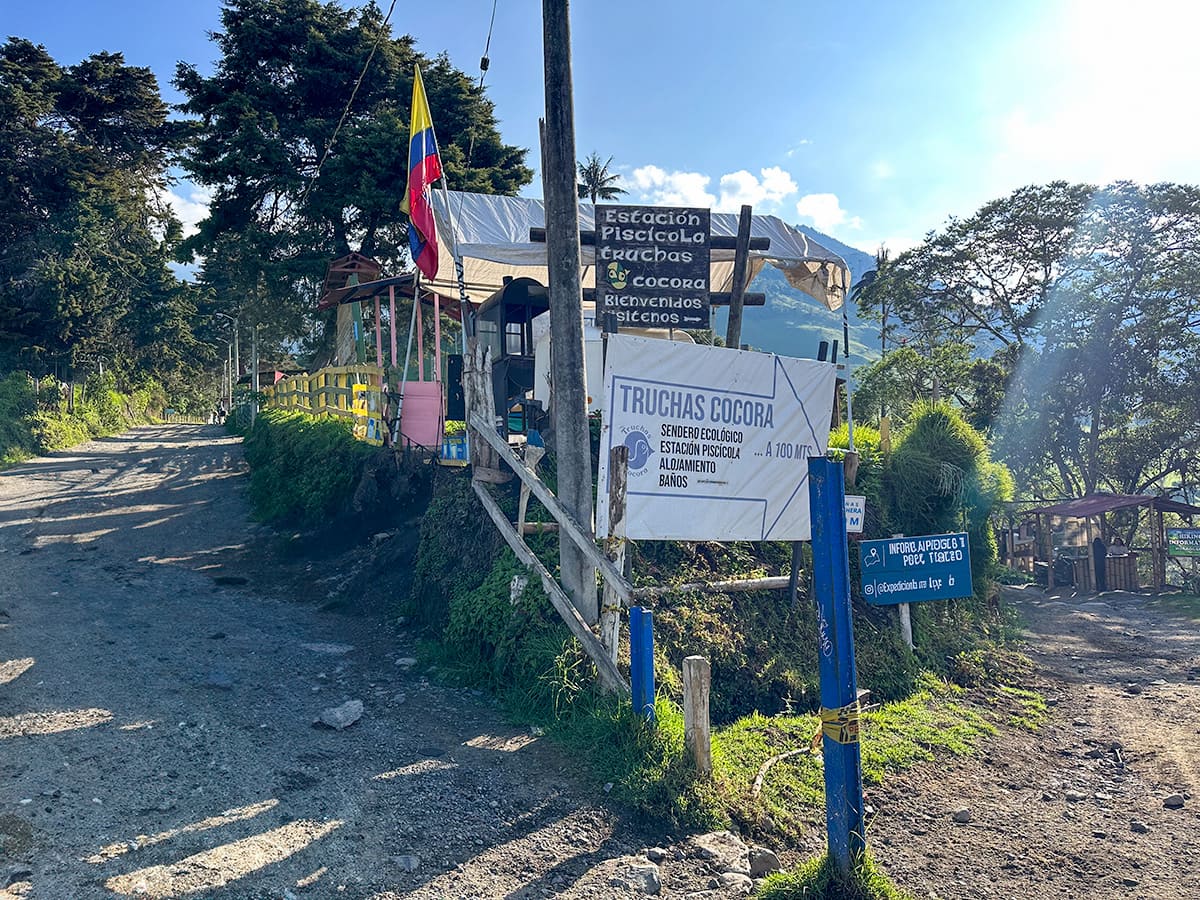 Signs along the road of the Cocora Valley near Salento, Colombia