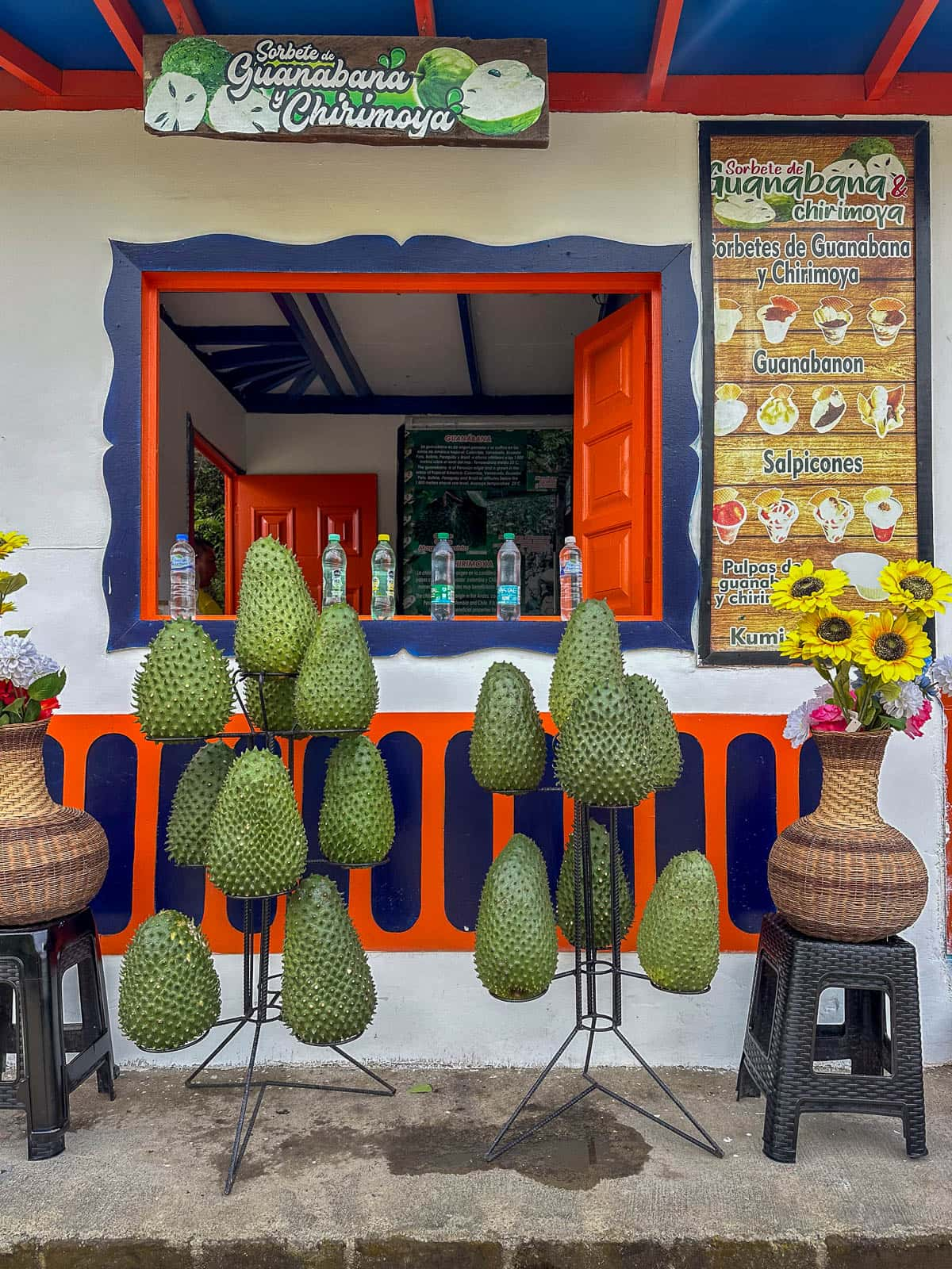 Stand for Sorbete de Guanabana y Chirimoya at the Cocora Valley near Salento, Colombia