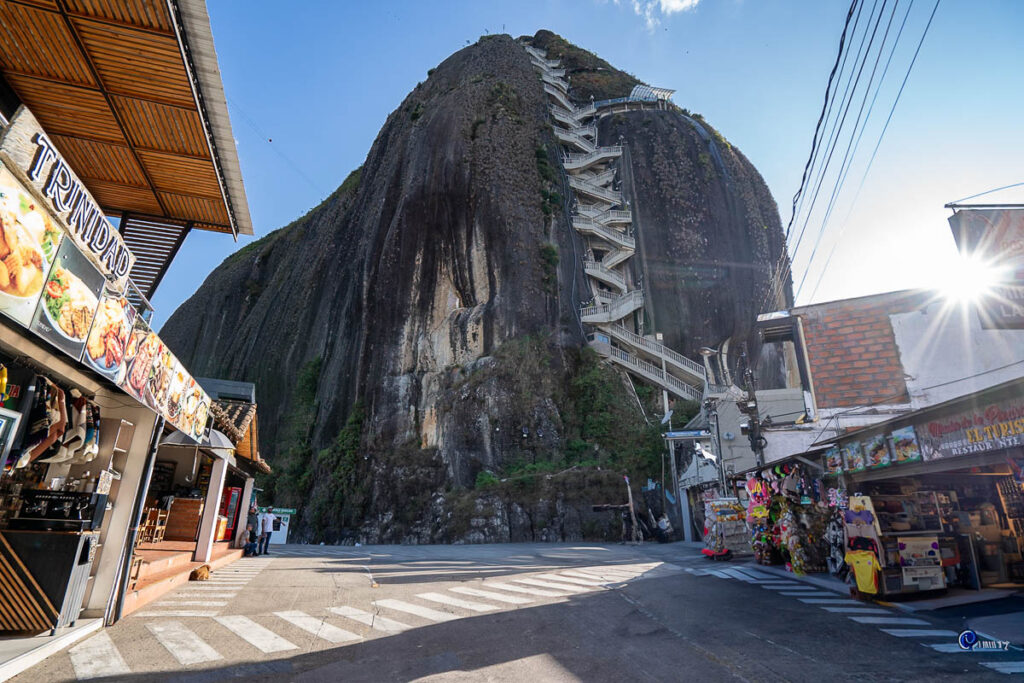 Stores at the base of Piedra el Penol in Guatape, Colombia