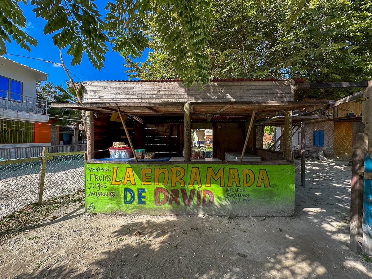 Modest juice stand in Orika on Isla Grande on Colombia