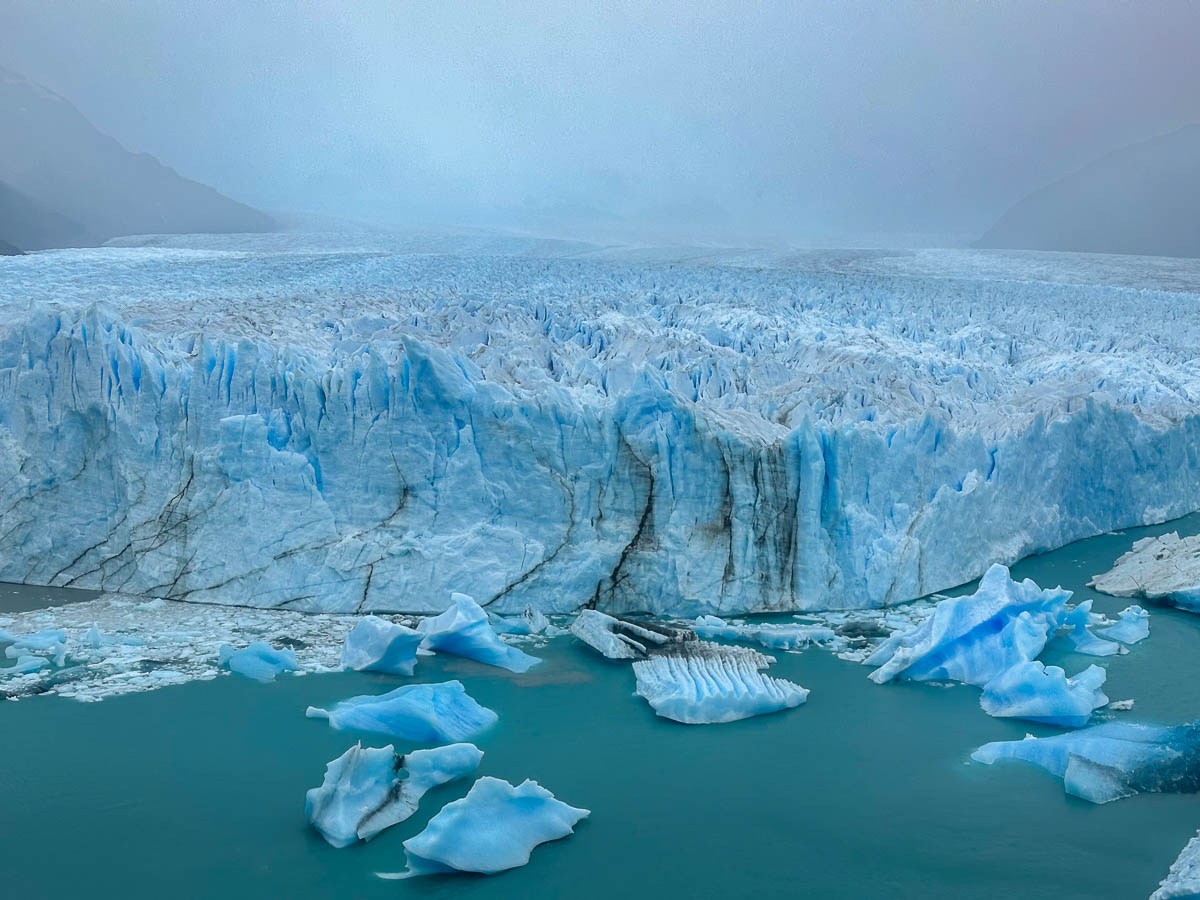 View of the Perito Moreno Glacier from the Sendero Central hiking trail in Los Glaciares National Park near El Calafate, Argentina