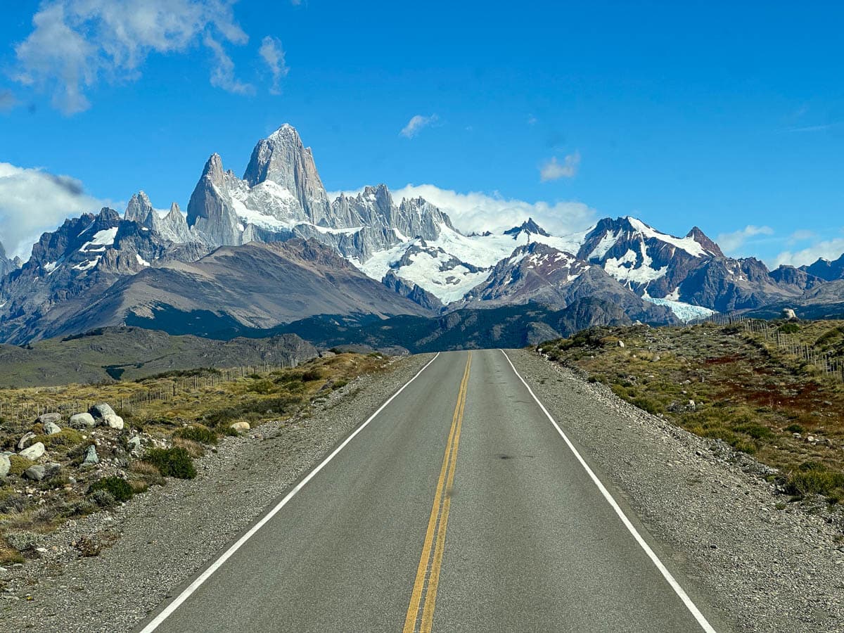 View of a road leading to Mount Fitzroy in El Chalten, Argentina