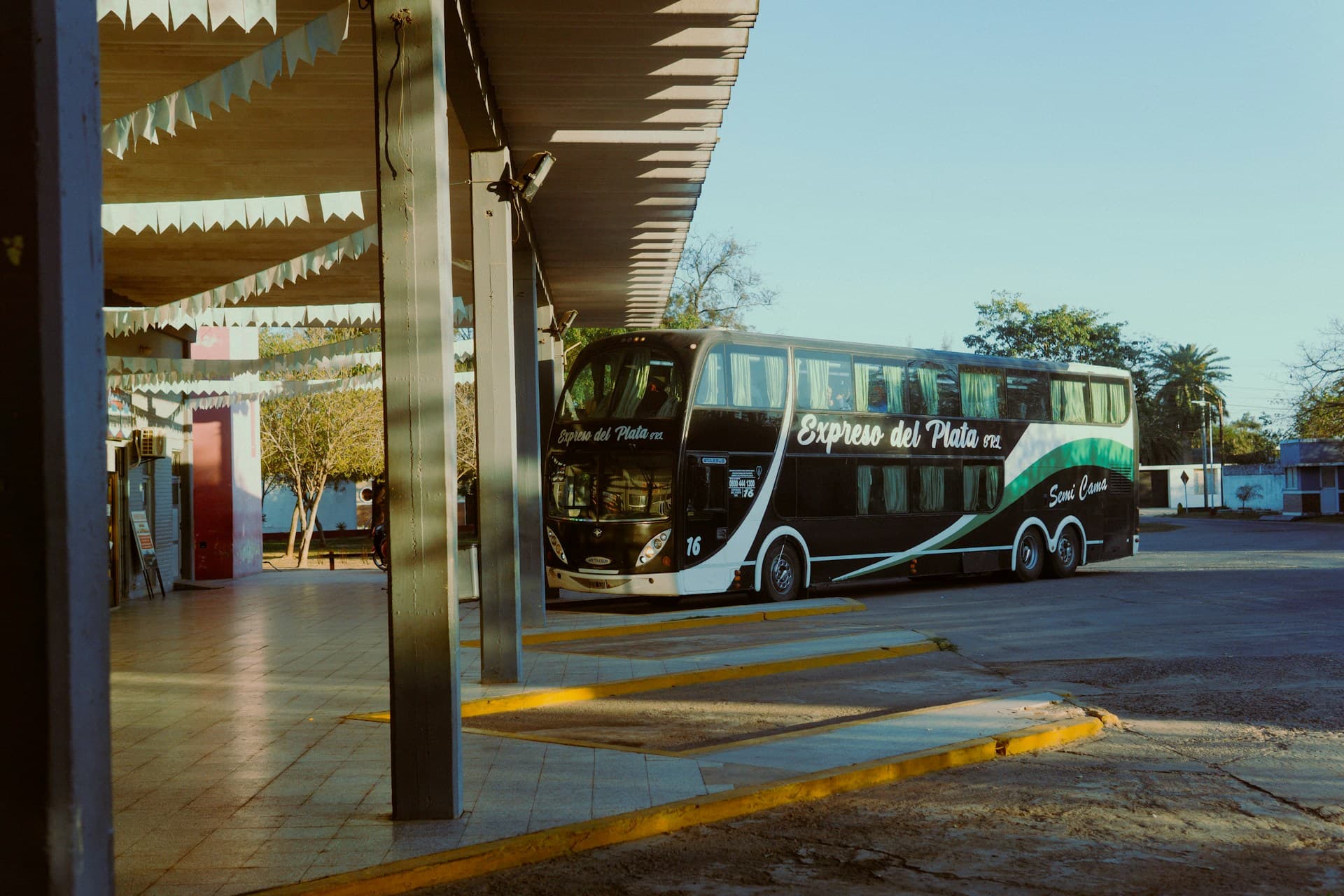 Bus parked in a bus station in Argentina