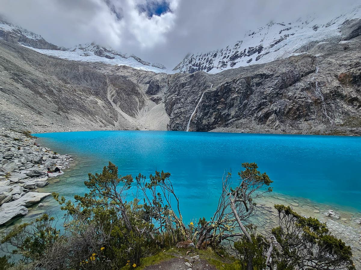 Laguna 69 with Cerro Chacraraju in the background in Huascarán National Park in northern Peru