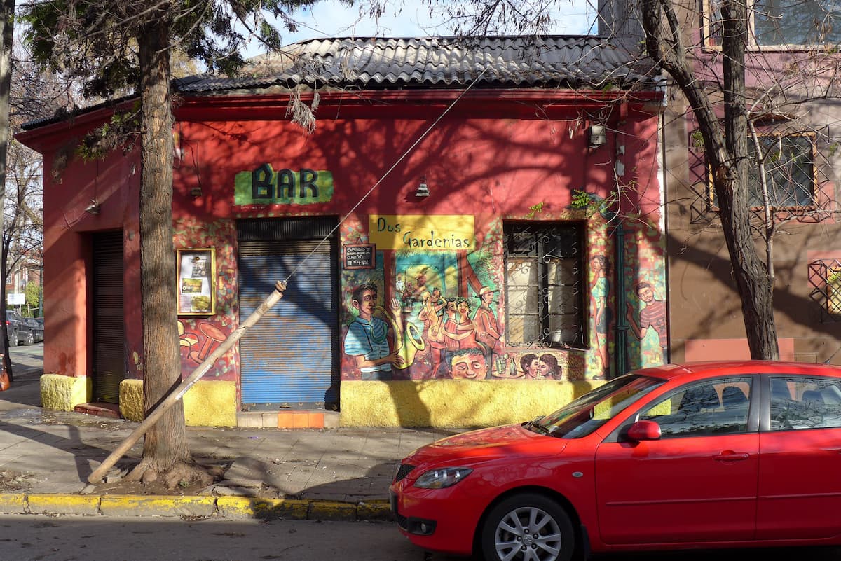 Colorful mural in the Barrio Bellavista neighborhood in Santiago, Chile