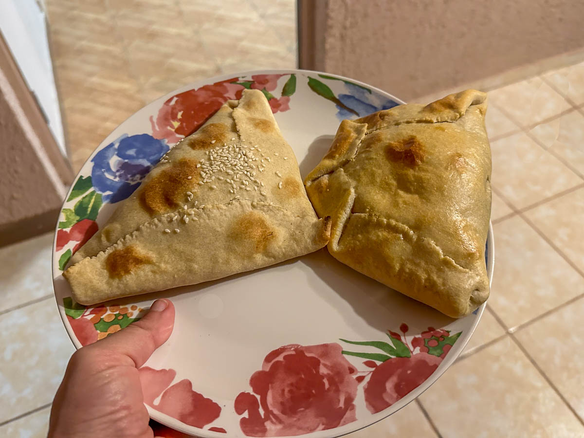 Empanadas on a plate from Emporio Andino in San Pedro de Atacama in the Atacama Desert in Chile