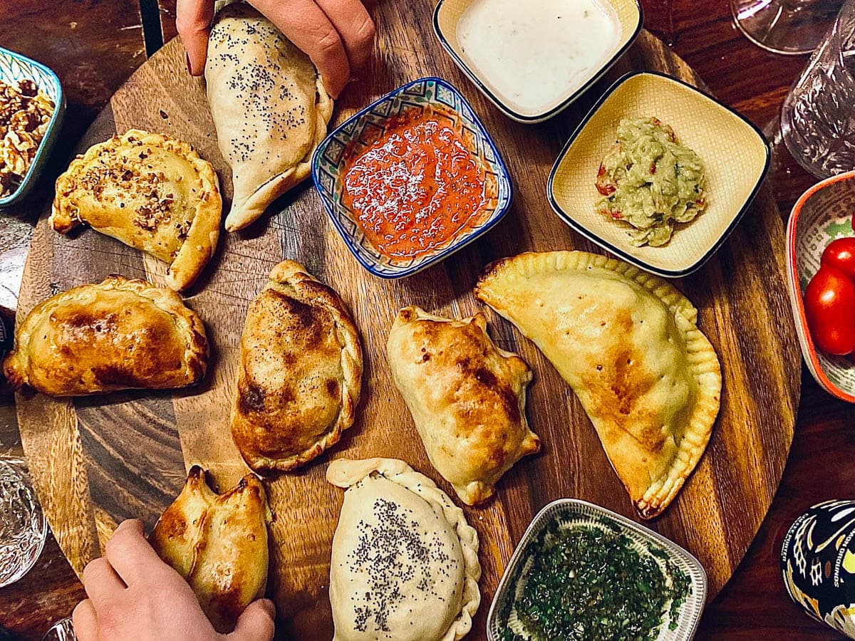 Aerial shot of empanadas in Argentina