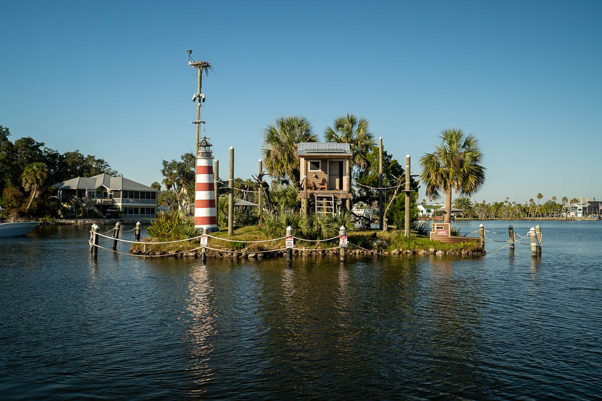View of Monkey Island from the Florida Cracker Monkey Bar in Homosassa, Florida