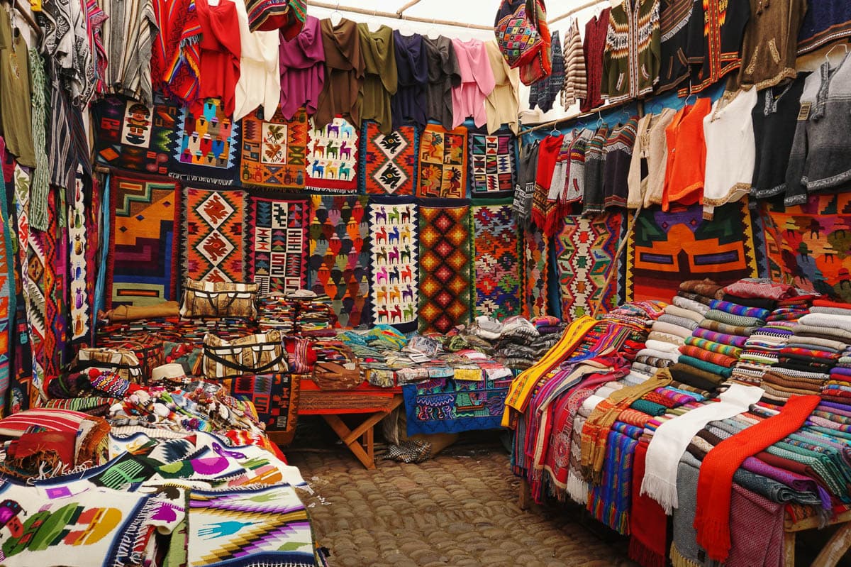 Stall of Peruvian textiles in Peru