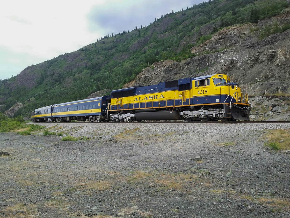 Alaska Railroad along the Turnagain Arm outside of Anchorage, Alaska