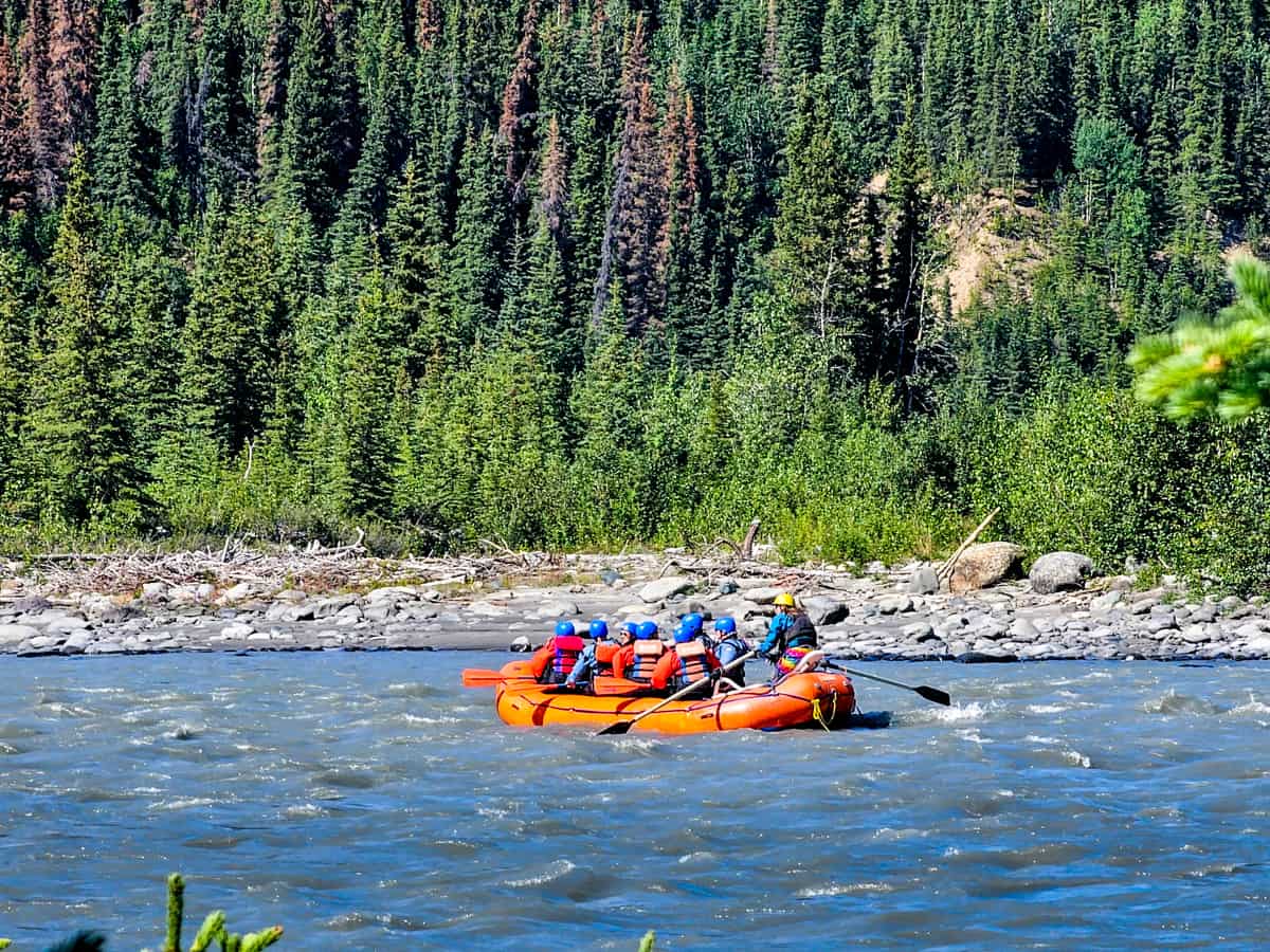 Group rafting down the Nenana River in Denali National Park in Alaska