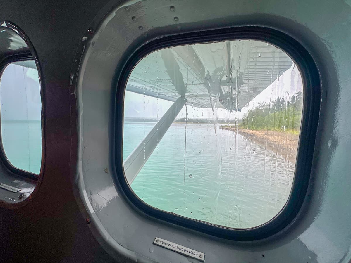 View of a rainy day of the Naknek Lake beach on Katmai National Park, Alaska