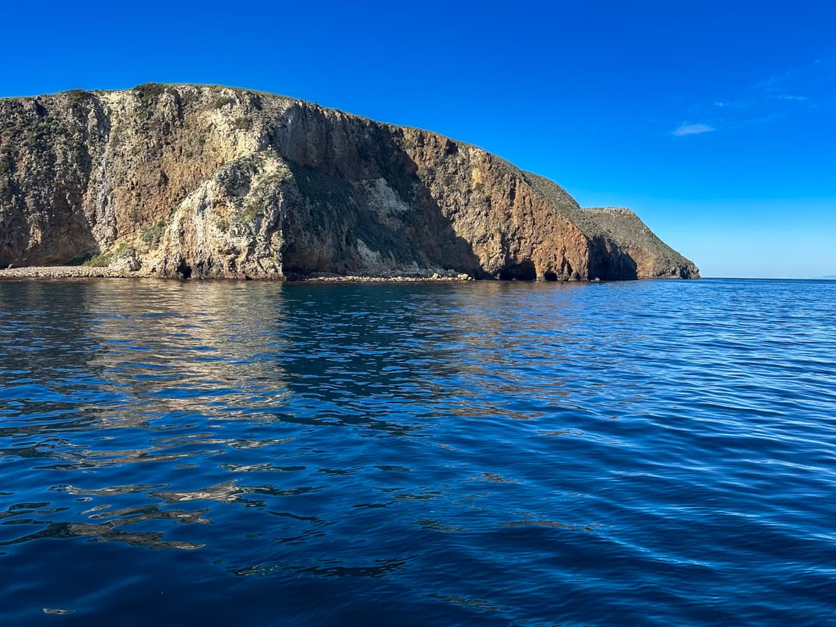Cliffsides and coves along the coastline of Santa Cruz island in Channel Islands National Park, California