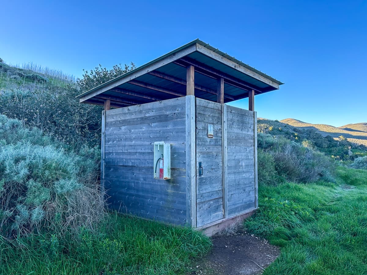 Wooden outhouse in the Del Norte Campground on Santa Cruz Island in Channel Islands National Park, California