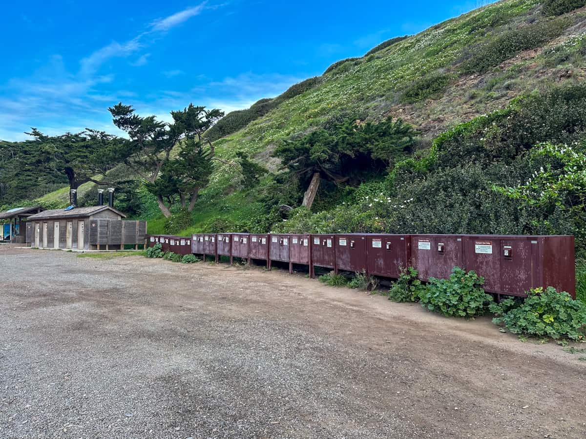 Food storage lockers near the dock at the Scorpion Anchorage on Santa Cruz island in Channel Islands National Park, California