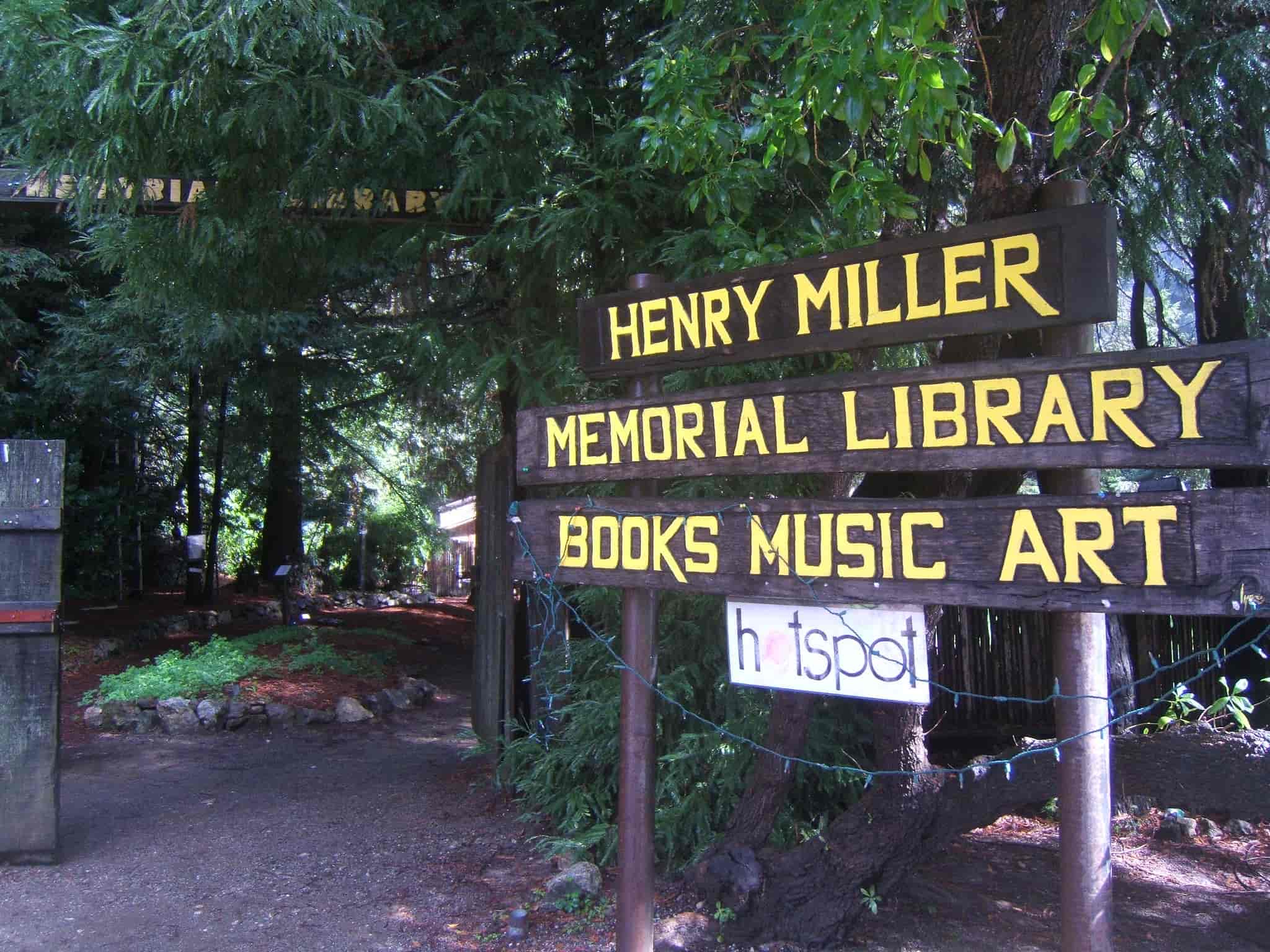 Sign for the Henry Miller Memorial Library in Big Sur, California