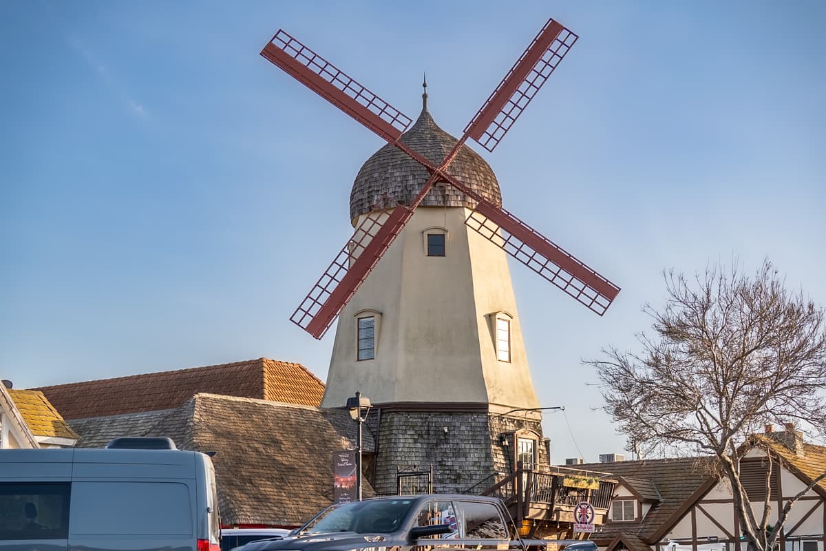 Windmill on the main street of Solvang, California